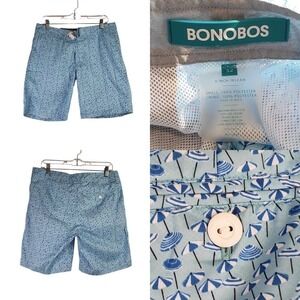 Bonobos Men's Swim Shorts Size 32 X 9 Blue Novelty Umbrella Print Board Surf
